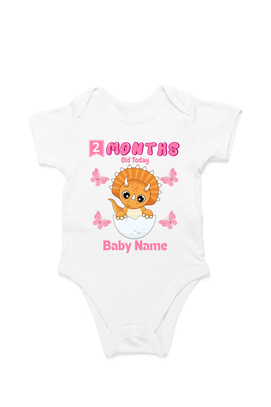 2 Month Celebration : Dino Rompers Printed With Your Baby Girl Name For Their Monthly Milestone