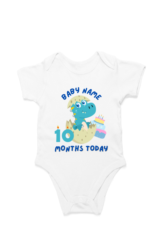 10 Month Celebration : Dino Rompers Printed With Your Baby Name For Their Monthly Milestone