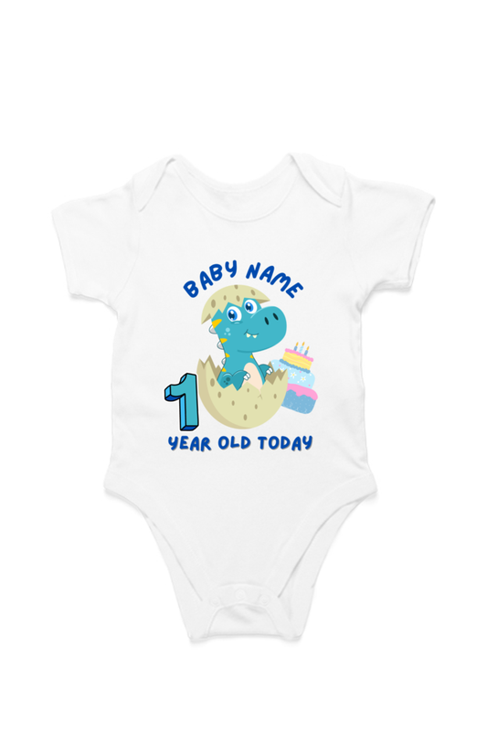 1 Year Celebration : Dino Rompers Printed With Your Baby Name For Their 1st Year Milestone