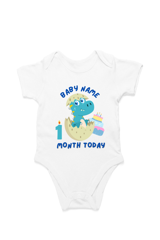 1 Month Celebration : Dino Rompers Printed With Your Baby Name For Their Monthly Milestone