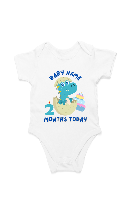 2 Month Celebration : Dino Rompers Printed With Your Baby Name For Their Monthly Milestone